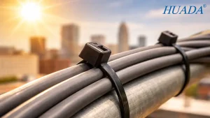 抗紫外线尼龙扎带固定户外电缆在金属管道上